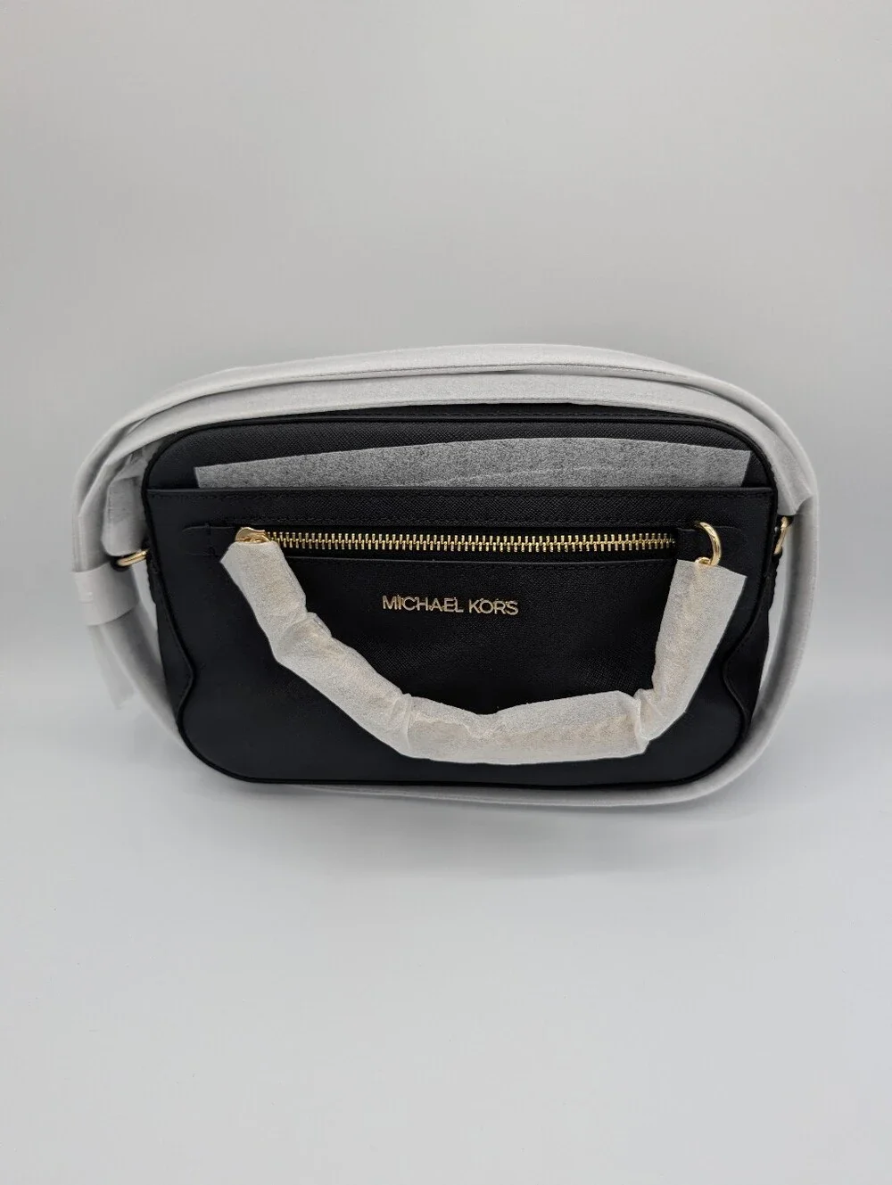 NWT Michael Kors Jet Set Black Saffiano Leather Chain Crossbody